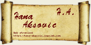Hana Aksović vizit kartica